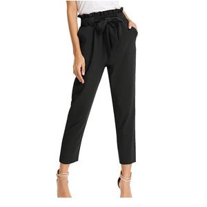 Black paper bag pants